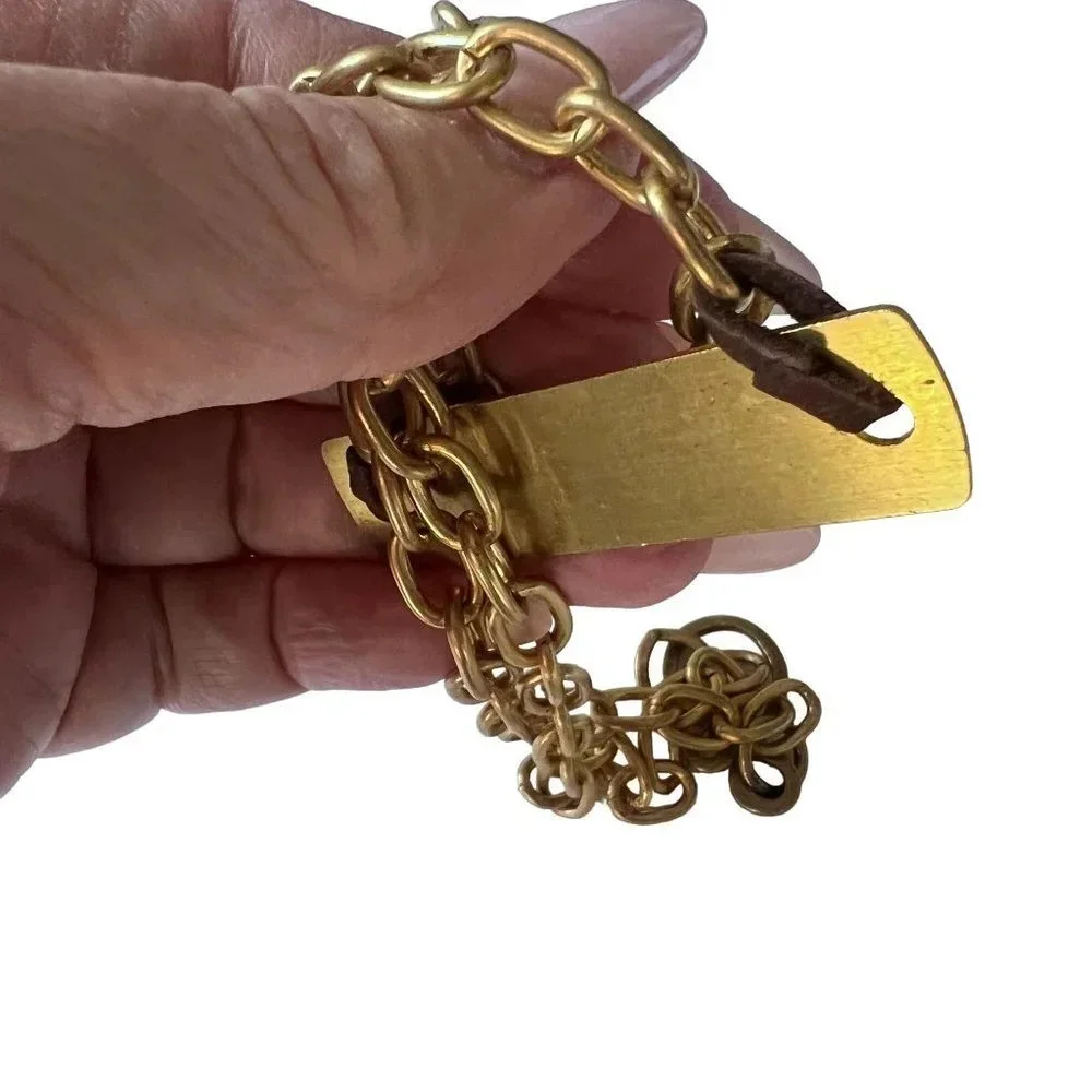 Brass Chain Link Nameplate Necklace - Picture 7 of 8